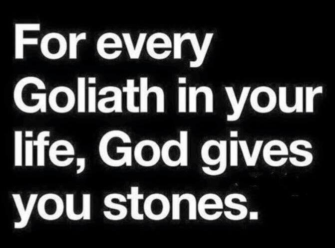 God gives us stones to fight Goliath www.intentionallife.me
